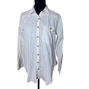 We The Free Free People freddie White Oversize Long Sleeve Top XS